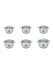 12-Piece Stainless Steel Cookware Set Silver/Clear