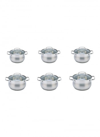 12-Piece Stainless Steel Cookware Set Silver/Clear