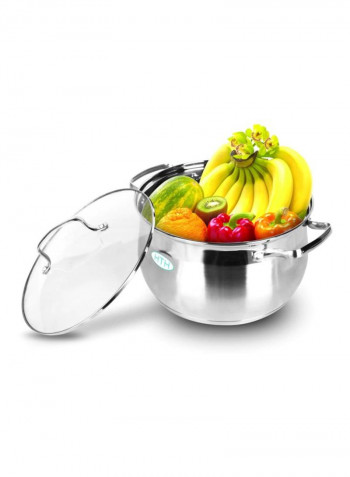 12-Piece Stainless Steel Cookware Set Silver/Clear