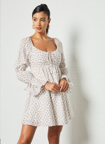Floral Mini Dress White