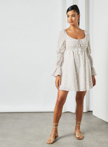 Floral Mini Dress White