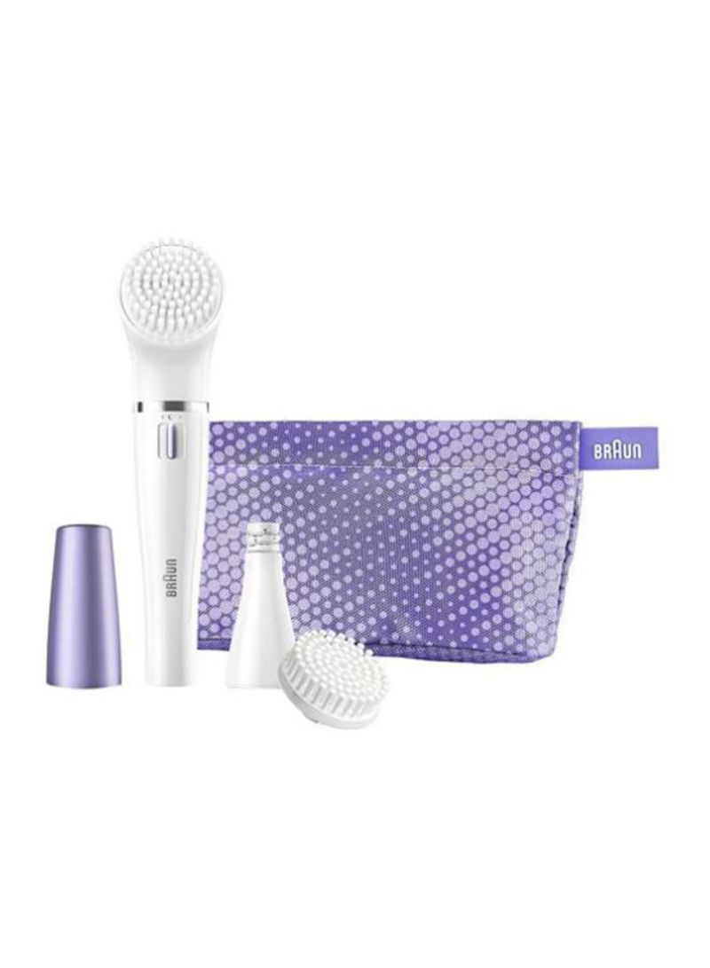 2-In-1 FaceSpa Cleansing Brush And Facial Epilator Set White/Purple 23x16x6centimeter
