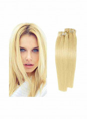 2-Piece Clip In Real Human Hair Extensions Set Blonde