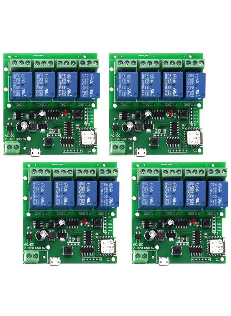 4-Piece Wireless Remote Control Smart Switch Module Set Green/Blue