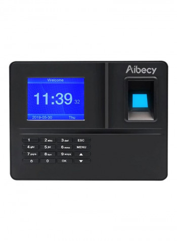 Biometric Fingerprint Time Attendance Machine Black/Blue