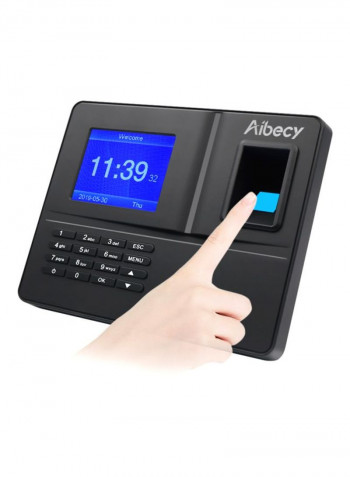 Biometric Fingerprint Time Attendance Machine Black/Blue