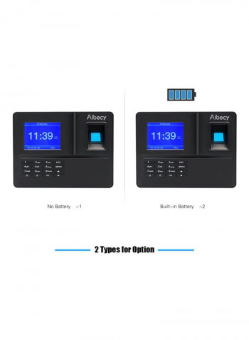 Biometric Fingerprint Time Attendance Machine Black/Blue