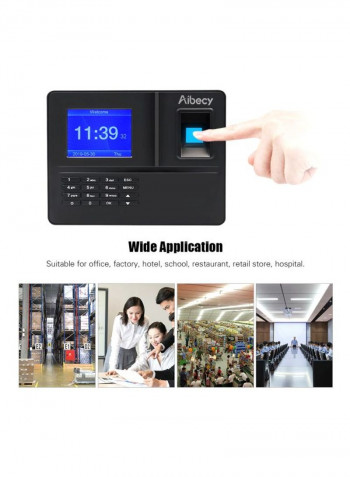 Biometric Fingerprint Time Attendance Machine Black/Blue