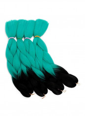 4-Piece Braid Hair Extension Set Black/Green 24inch