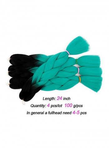 4-Piece Braid Hair Extension Set Black/Green 24inch