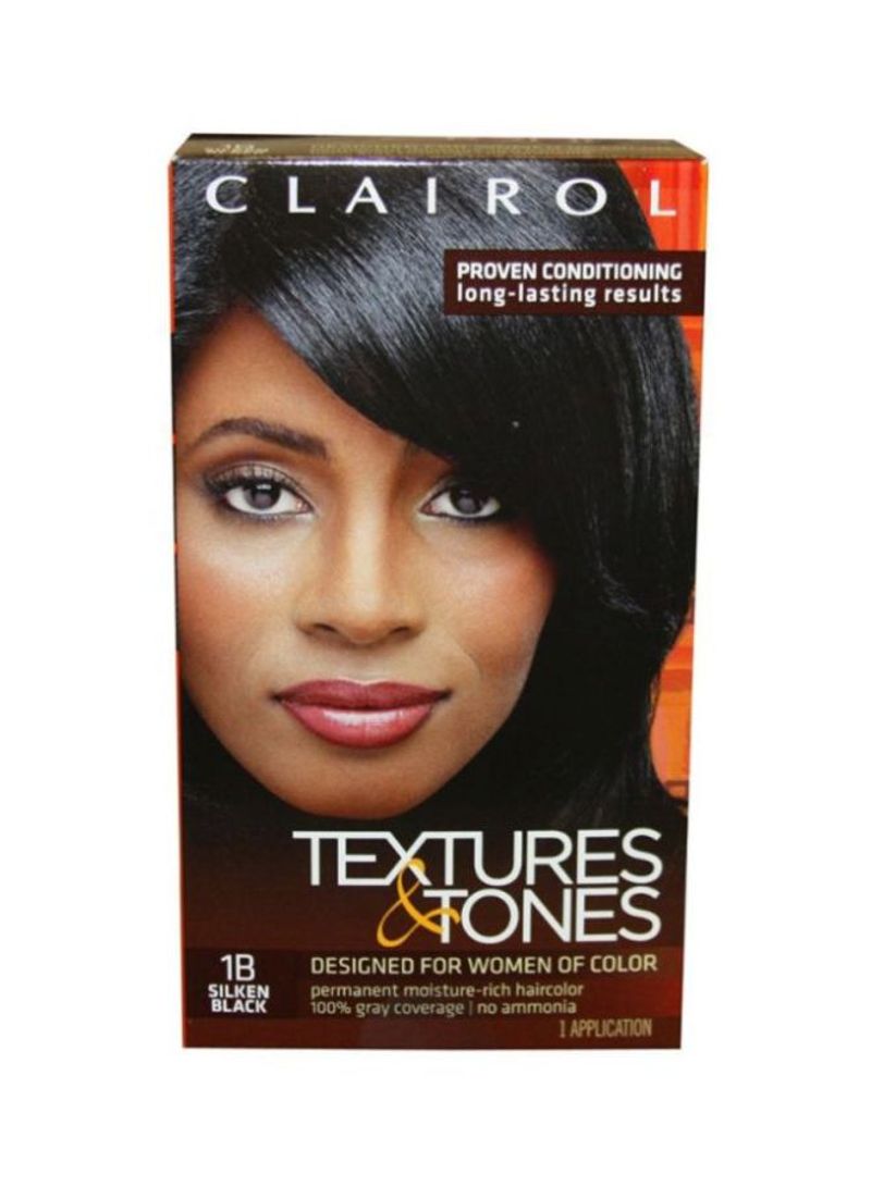 Textures And Tones Permanent Hair Color Silken Black 1B 120ml