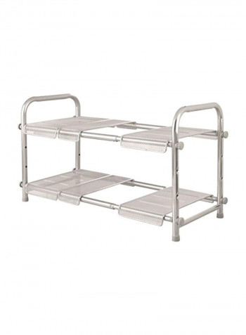 2-Tier Steel Under Sink Organizer With Expandable Shelf Silver 18x12x15inch
