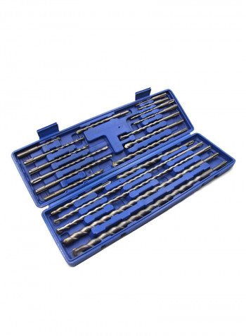 20-Piece Electric Hammer Drill Set With Case Silver/Blue