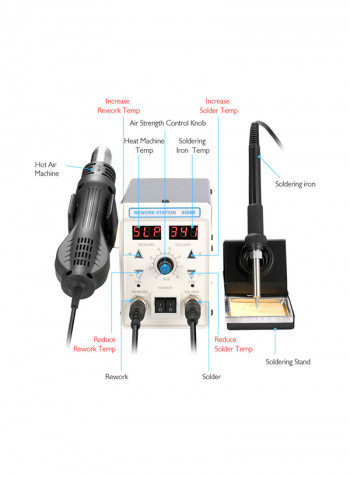 2 In 1 Multifunctional Rework Soldering Station Welding Set Black/Grey 155X130X95millimeter