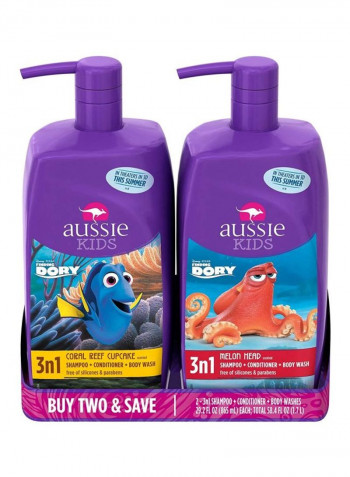 Pack Of 2 3-in-1 Shampoo And Conditioner And Body Wash 29.2ounce