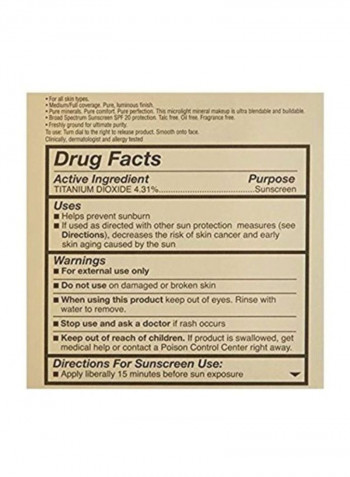 Pure Finish Mineral Powder Foundation Broad Spectrum Sunscreen SPF 20 Pure Finish 3