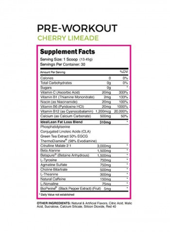 Ideallean Pre-Workout Supplement Powder - Cherry Limeade