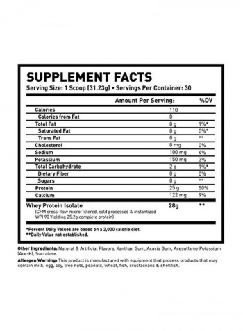 Pure Whey Protein Isolate Powder - Peanut Butter