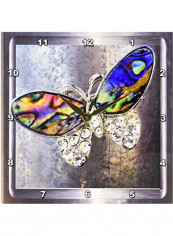 Glitter Art Butterflies Wall Clock Multicolour 10x10inch