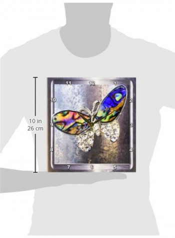 Glitter Art Butterflies Wall Clock Multicolour 10x10inch