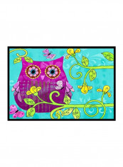 Sitting In The Flowers Owl Indoor/Outdoor Mat Multicolour 11 x 14inch