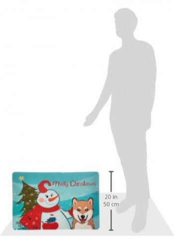 Snowman With Shiba Inu Kitchen/Bath Mat Multicolour 11 x 14inch