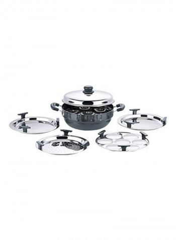 6-Piece Anodized Kadai Set Black 26cm