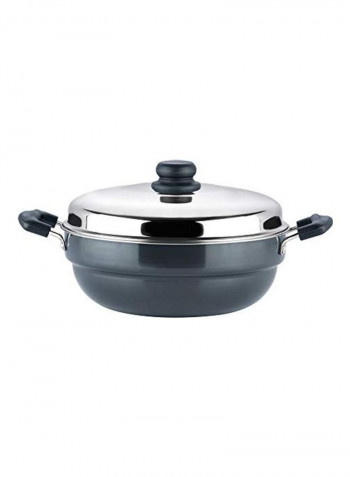 6-Piece Anodized Kadai Set Black 26cm