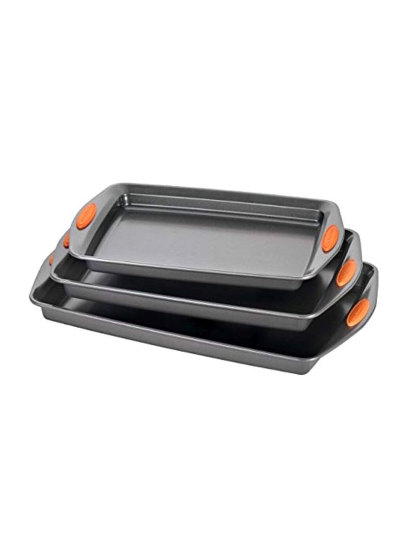 3-Piece Bakeware Tray Set Orange/Grey