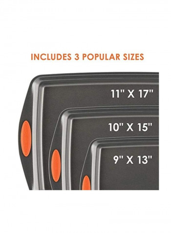3-Piece Bakeware Tray Set Orange/Grey