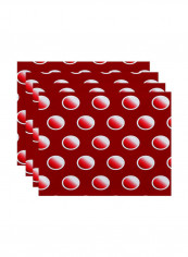 4-Piece Circle Designed Placemat Red/White 18 x 14inch