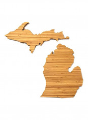 State Of Michigan Shaped Cutting Board Brown 12.88x10.25x0.75inch