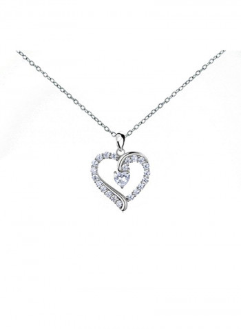 925 Sterling Silver Platinum Plated Heart Necklace