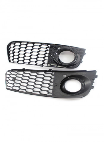 2-Piece Honeycomb Hex Mesh Fog Light Open Vent Grill Intake Replacement for Audi A4 B8 RS4 Style 09-12