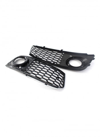 2-Piece Honeycomb Hex Mesh Fog Light Open Vent Grill Intake Replacement for Audi A4 B8 RS4 Style 09-12