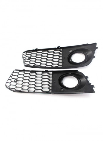 2-Piece Honeycomb Hex Mesh Fog Light Open Vent Grill Intake Replacement for Audi A4 B8 RS4 Style 09-12
