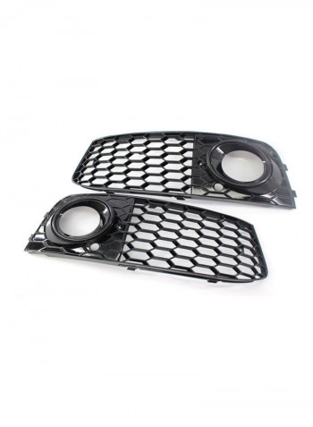 2-Piece Honeycomb Hex Mesh Fog Light Open Vent Grill Intake Replacement for Audi A4 B8 RS4 Style 09-12