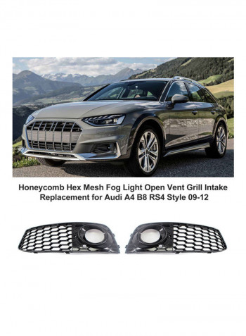 2-Piece Honeycomb Hex Mesh Fog Light Open Vent Grill Intake Replacement for Audi A4 B8 RS4 Style 09-12