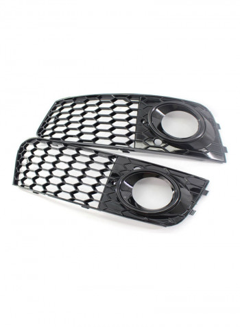 2-Piece Honeycomb Hex Mesh Fog Light Open Vent Grill Intake Replacement for Audi A4 B8 RS4 Style 09-12