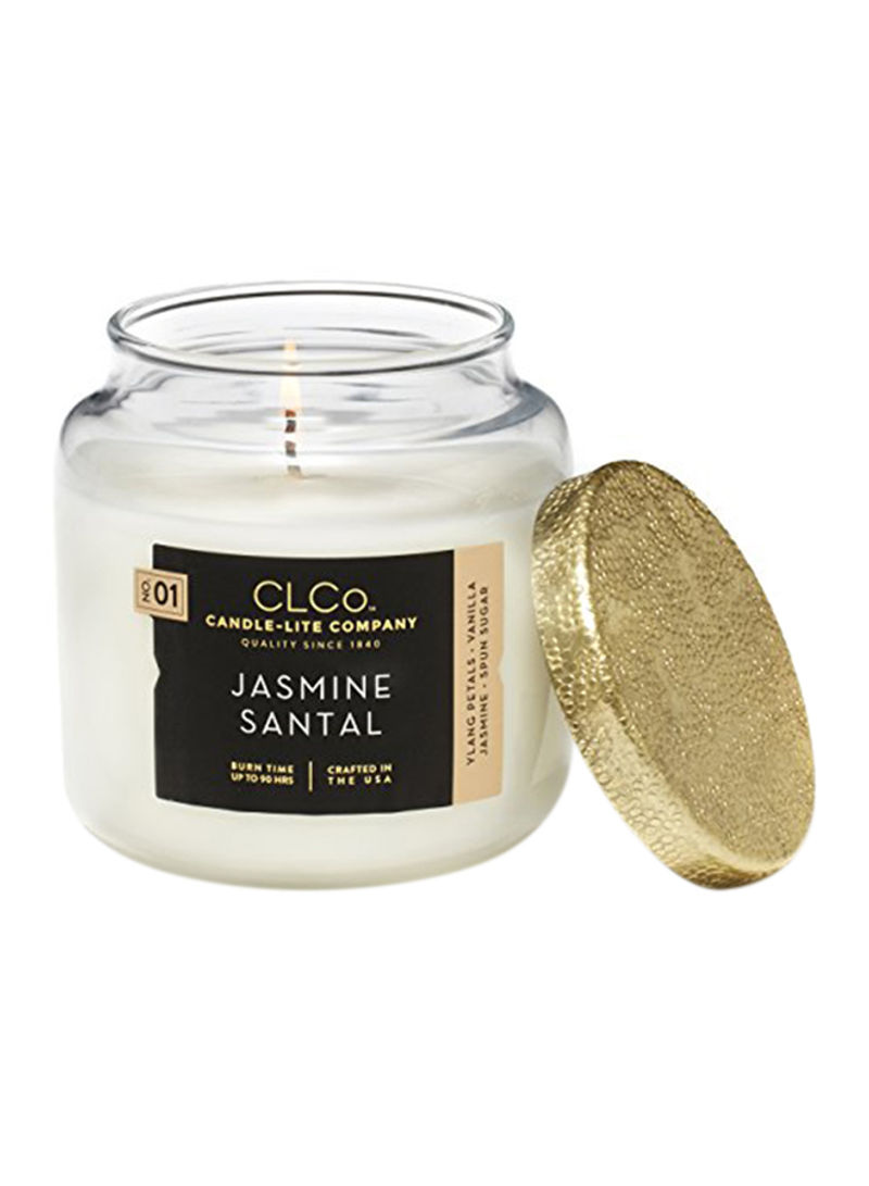 Clco. By Candle Lite Company Scented Jasmine Santal Single Wick Jar, 14 OZ, Off White