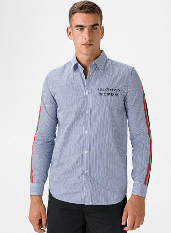 Button Detailed Shirt White/Blue/Red