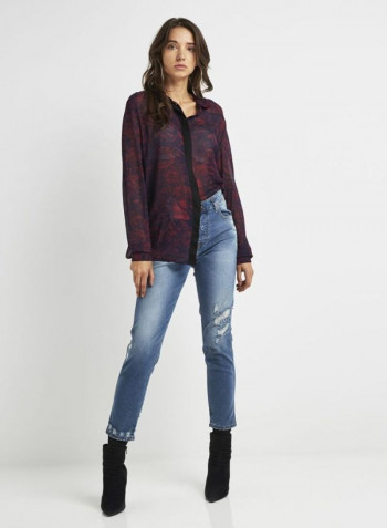 C-Loisy-B Long Sleeves Shirt Black/Blue/Red