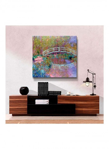 Japanese Bridge Wrapped Canvas Yellow/Pink/Blue 14x18inch
