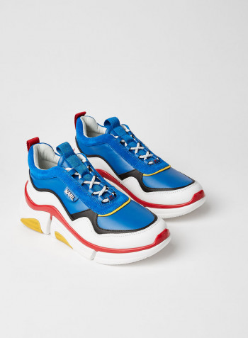 3D Logo Detailed Leather Low Top Sneaker Multicolour