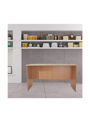 Solid Wood Office Desk Beige