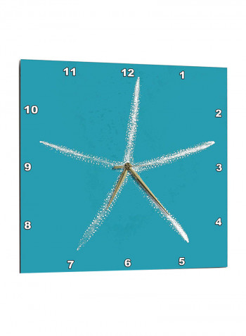 Starfish Printed Wall Clock Blue 13 x 13inch