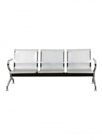 3-Seater Visitor Chair Silver 180x85x65centimeter
