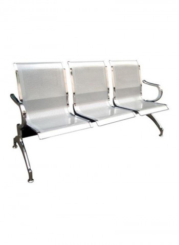 3-Seater Visitor Chair Silver 180x85x65centimeter