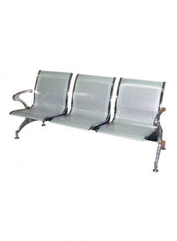 3-Seater Visitor Chair Silver 180x85x65centimeter