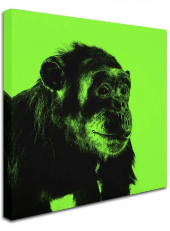 Chimp Canvas Wall Art Green/Black 14 x 14inch